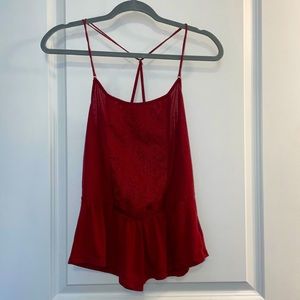 Red racer back tank top